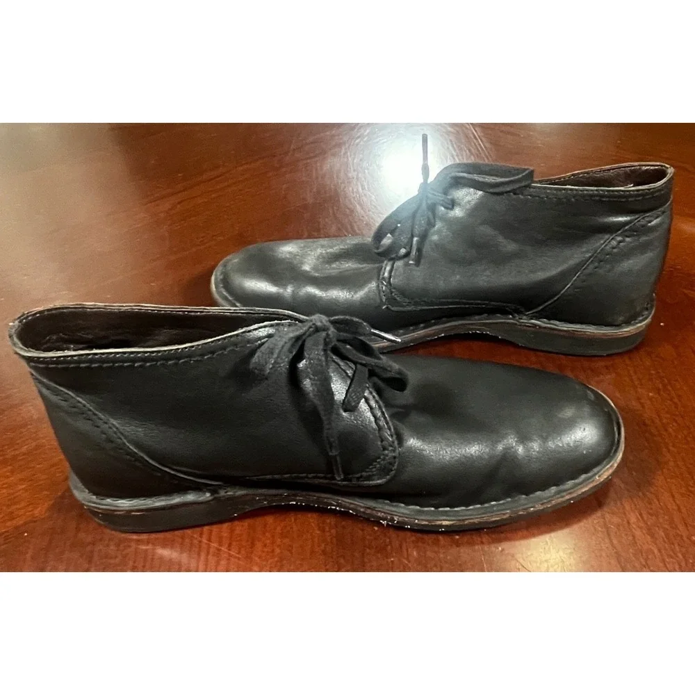 John Varvatos USA Mens Black Leather Chukka Desert Boots Peace Logo 10.5 Euc